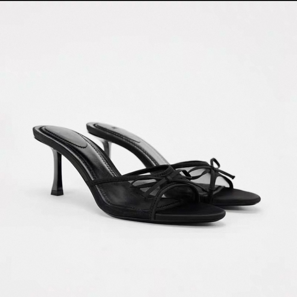 Zara Mesh Bow Sandal Size 6.5 New!